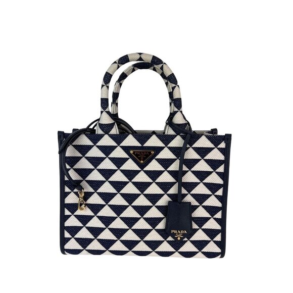 Prada Small Symbole Embroidered Fabric Handbag - Picture 1 of 10